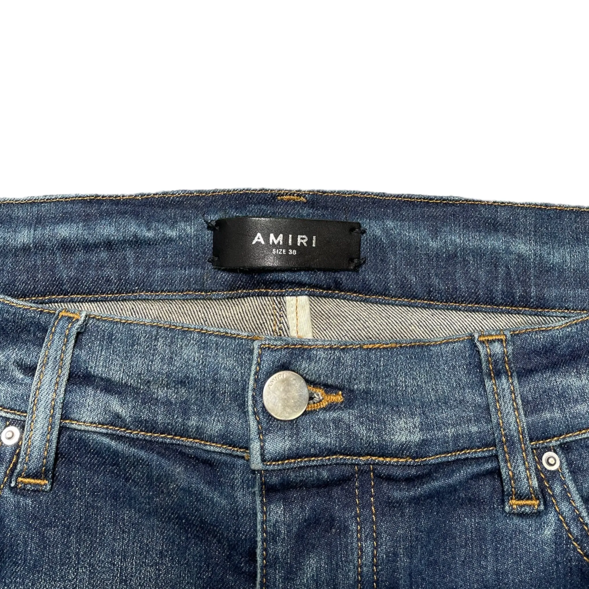 Amiri Old English Logo Jeans Deep Classic Indigo Pre-Owned