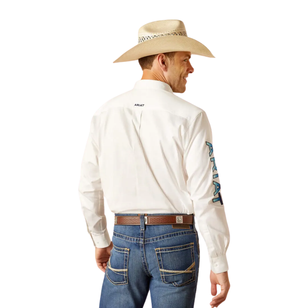 Ariat Men's Team Logo Twill Classic Fit White Shirt