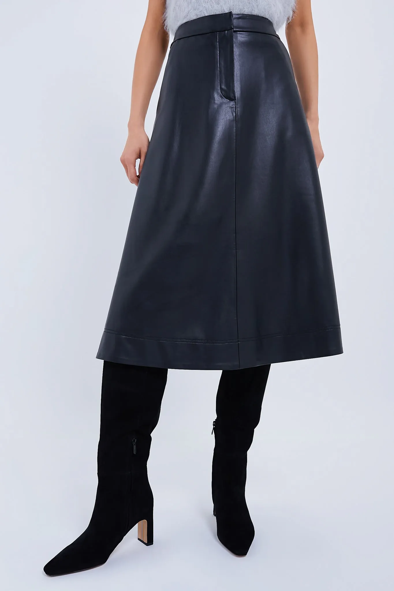 Black Vegan Leather Louise Skirt