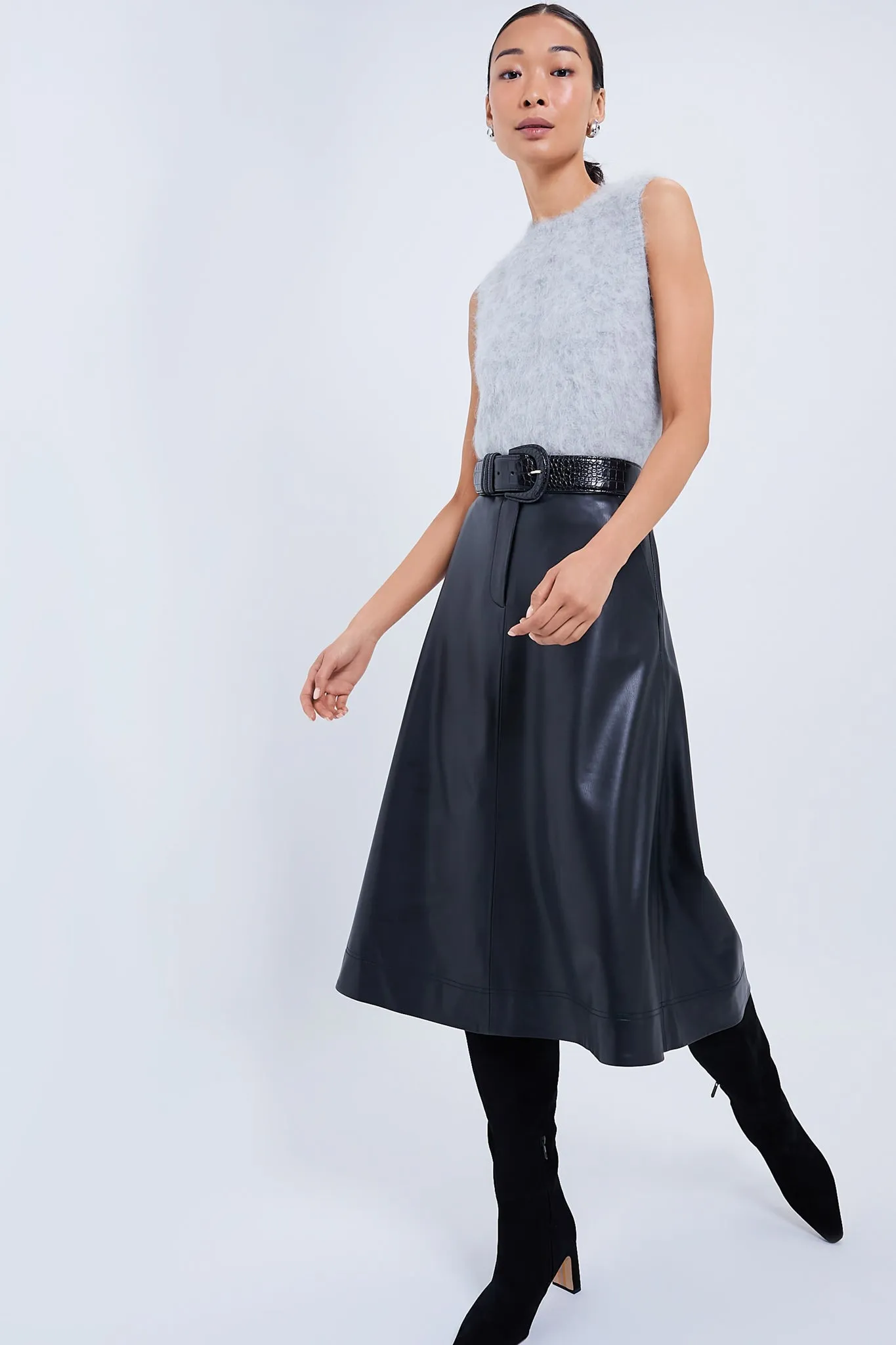 Black Vegan Leather Louise Skirt