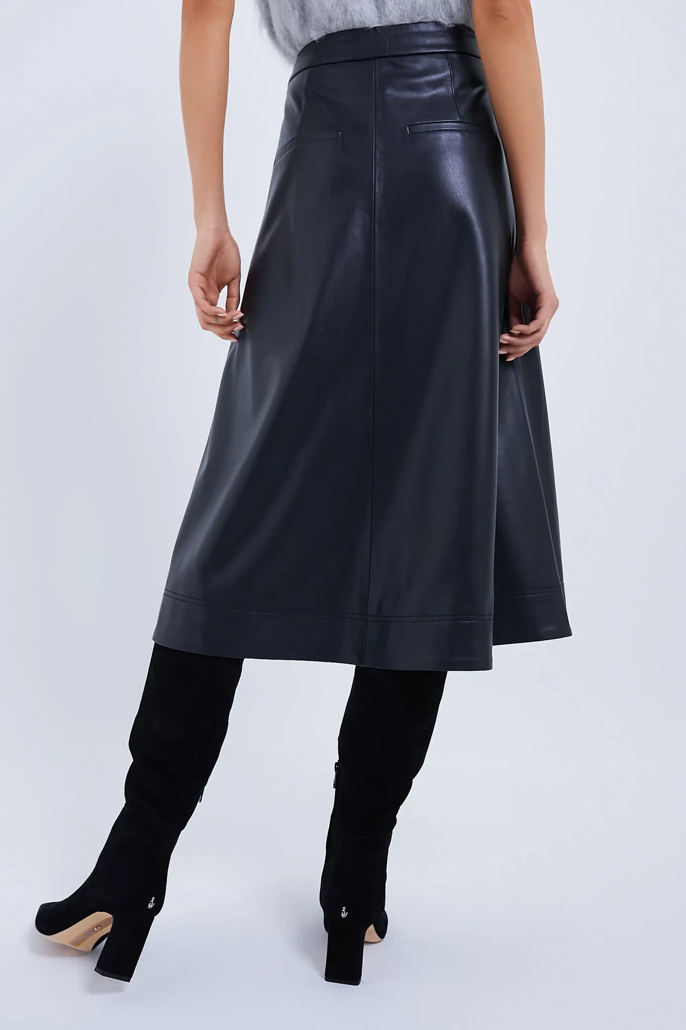 Black Vegan Leather Louise Skirt