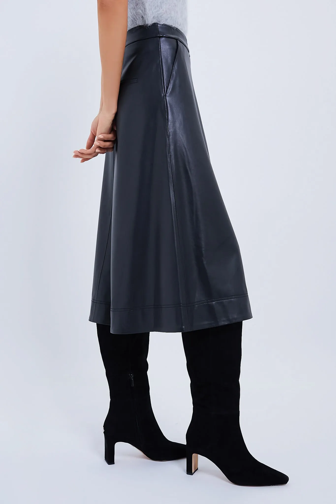 Black Vegan Leather Louise Skirt