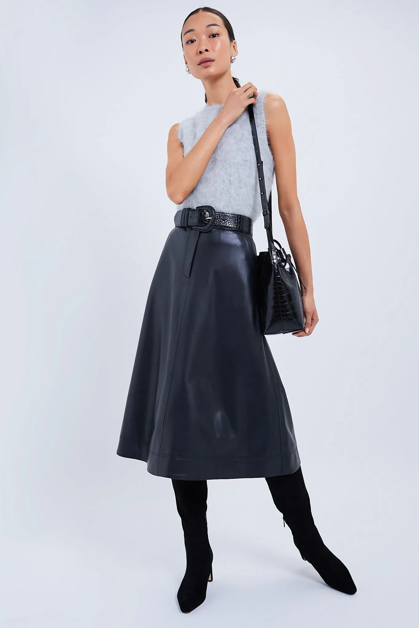 Black Vegan Leather Louise Skirt