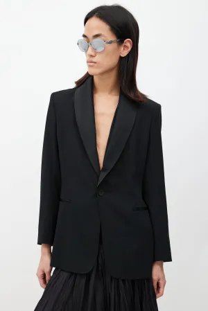 Black Wool Shawl Blazer