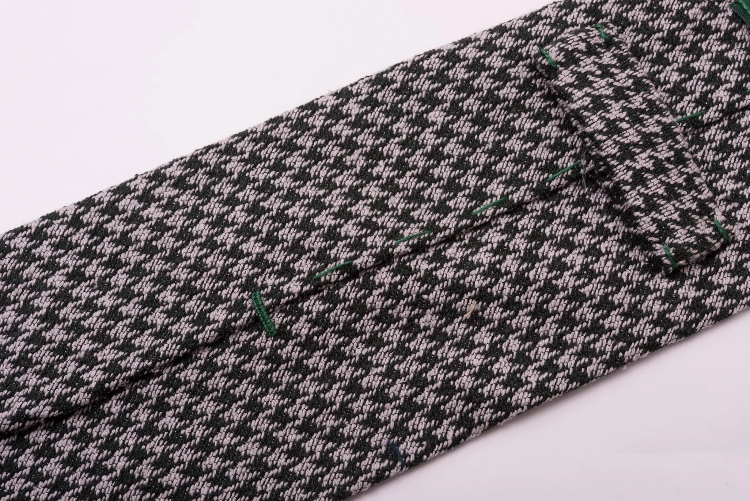 Bottle Green & Gray Houndstooth Silk Bourette Tie