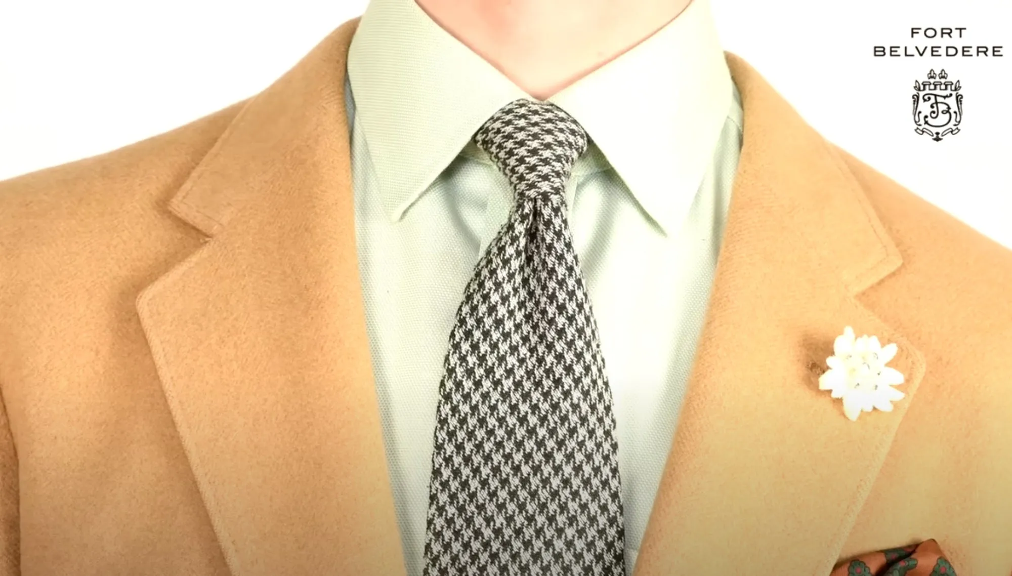 Bottle Green & Gray Houndstooth Silk Bourette Tie