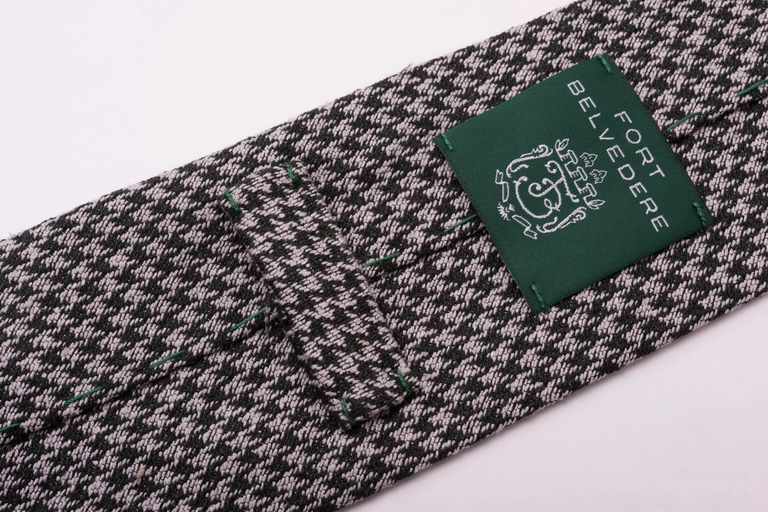 Bottle Green & Gray Houndstooth Silk Bourette Tie