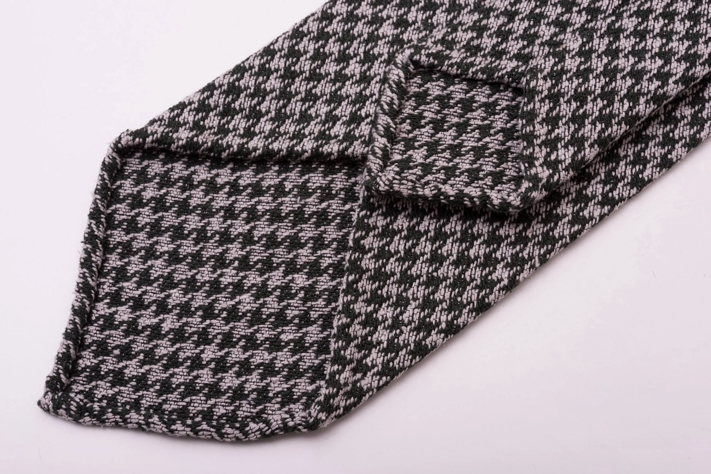 Bottle Green & Gray Houndstooth Silk Bourette Tie