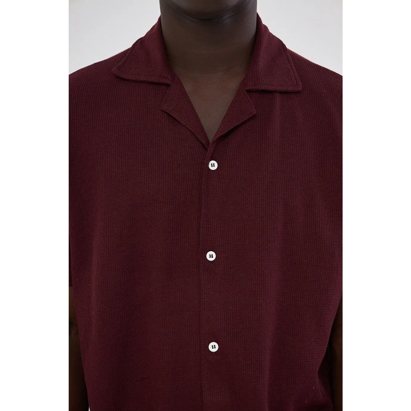 Burgundy Button Down Waffle Shirt