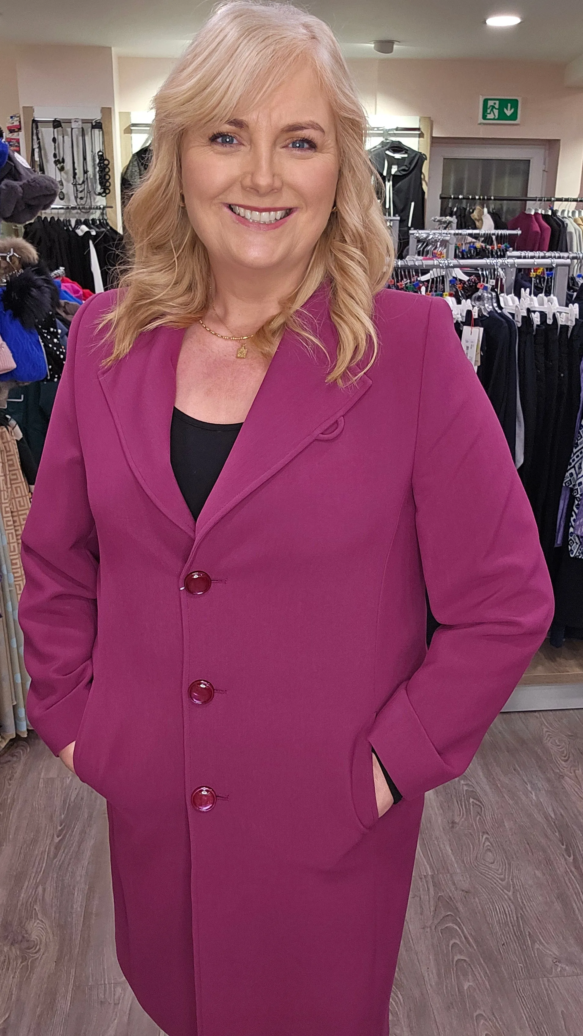 Christina Felix classic Tailored Button Coat Plum