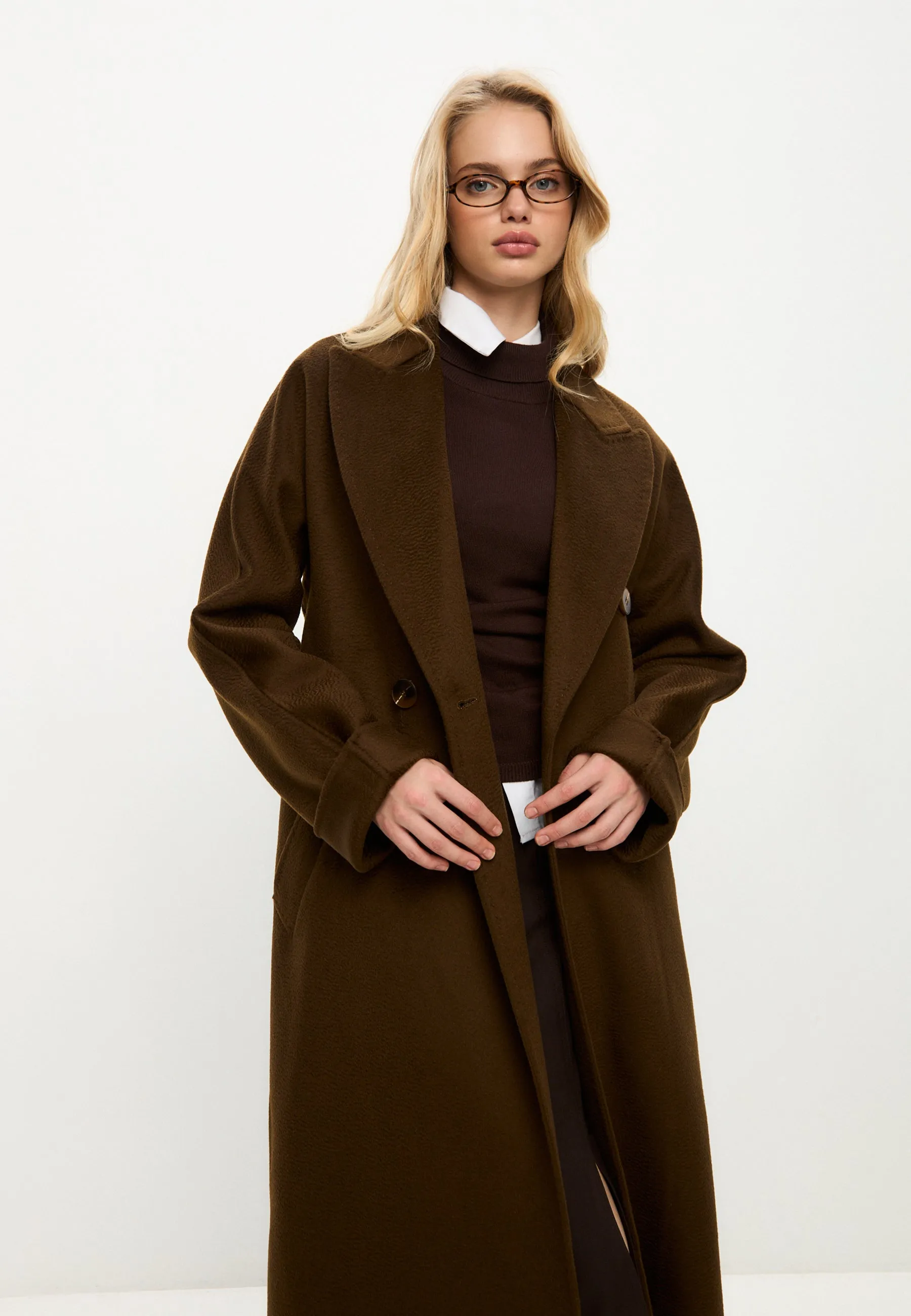 Classic Luxe Long Coat Rosie - Brown