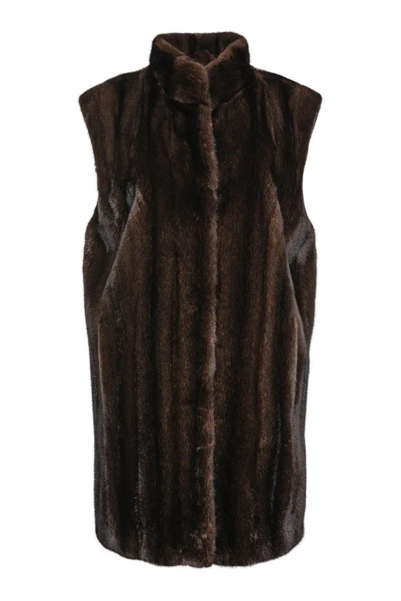 Classic Plus Size Vertical Mink Vest