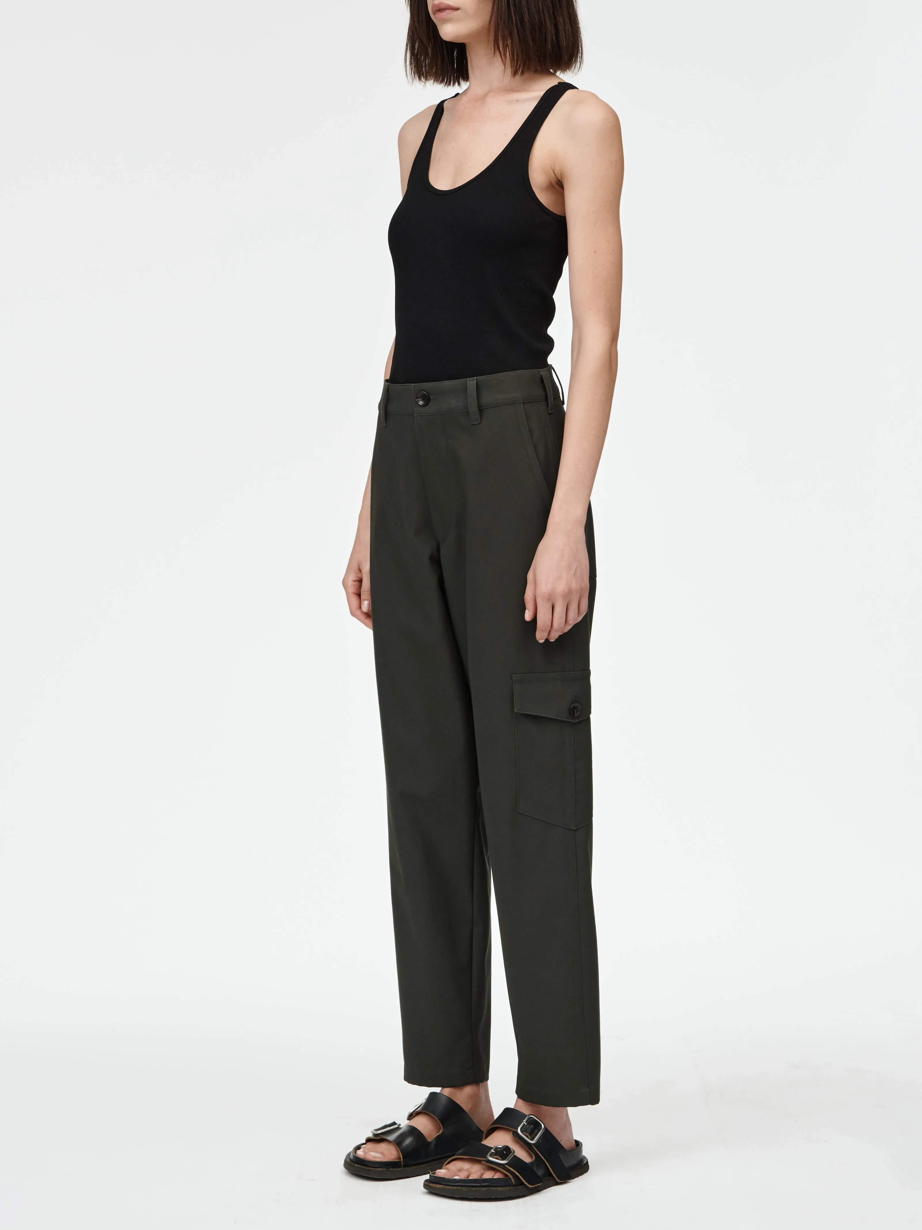 Cropped Cargo Pant in Seaweed