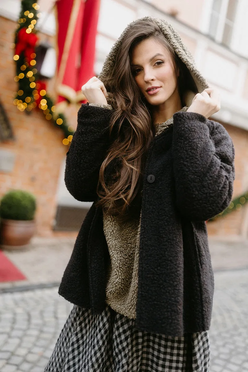 Dark Chocolate Plush Wool Cotton Jacket