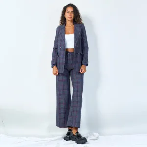 Double-breasted plaid blazer wholesale