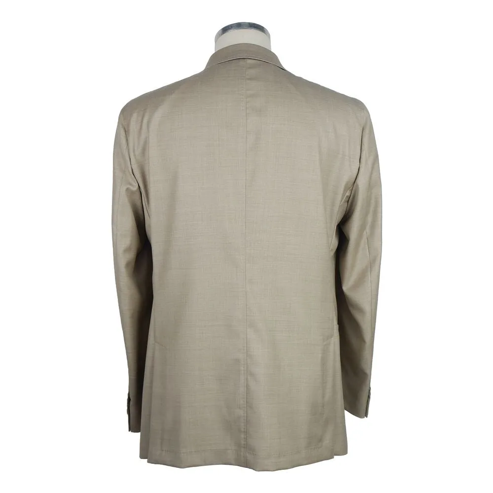 Emilio Romanelli Beige Wool Men Blazer