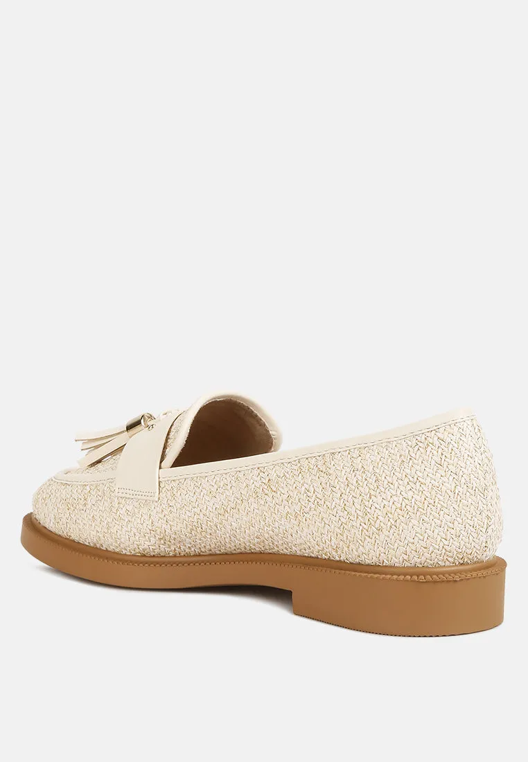 Foxford Tassle Detail Raffia Loafers