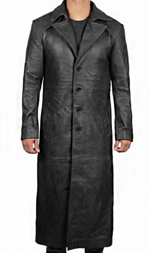 Full length Black Winter Trench Coat