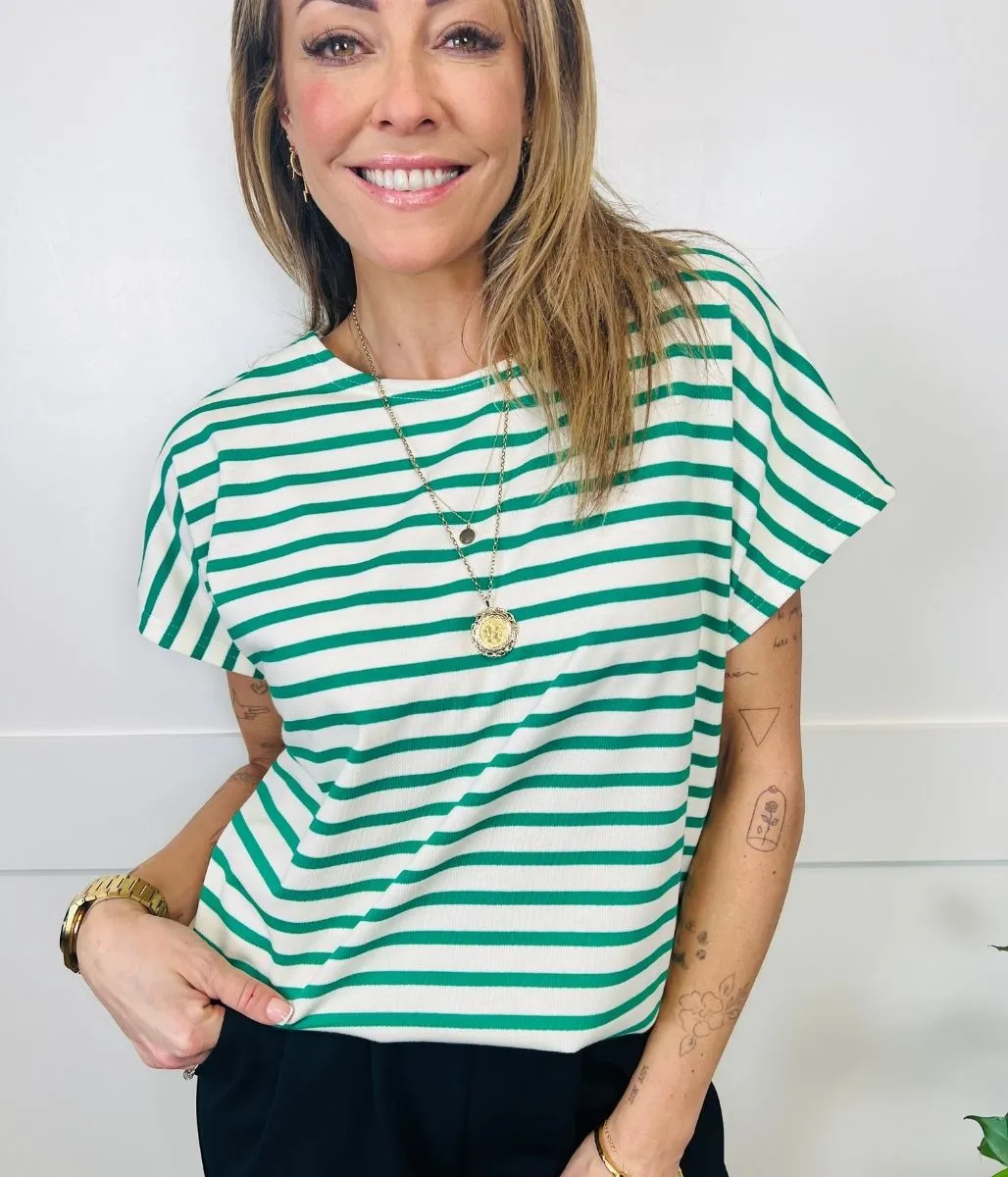 Green Stripe Relaxed Top