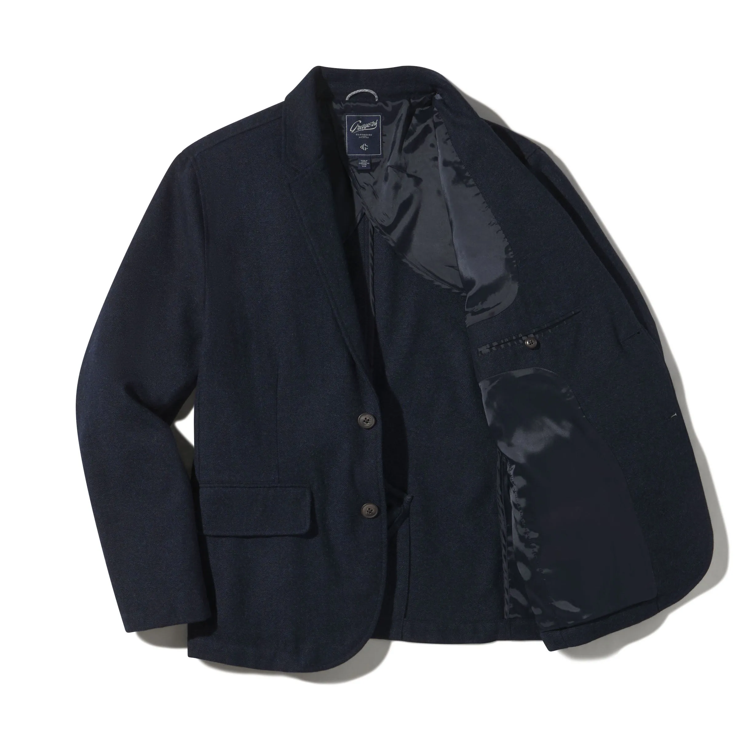 Hopsack Midweight Wool Blazer - Navy