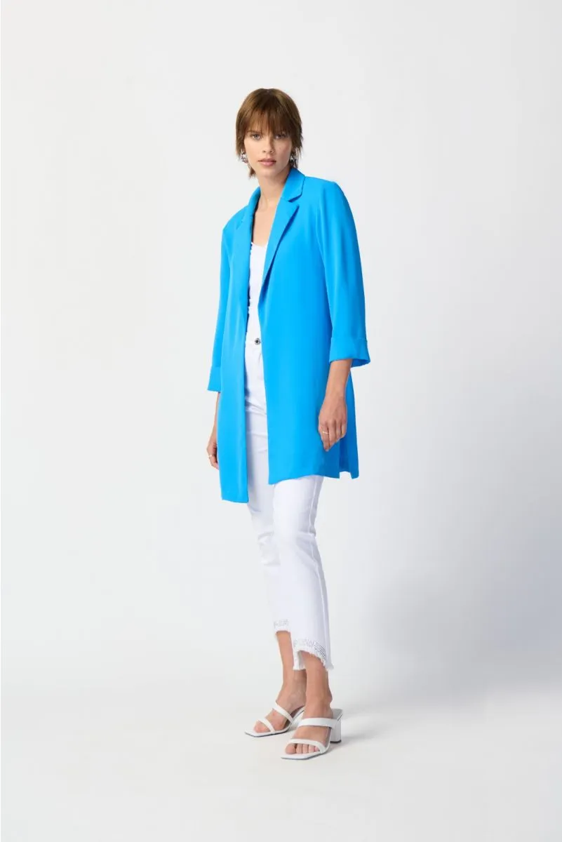 Joseph Ribkoff French Blue Open Front 3/4 Sleeve Oversized Blazer Jacket 211361S24