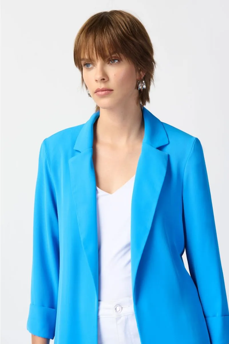 Joseph Ribkoff French Blue Open Front 3/4 Sleeve Oversized Blazer Jacket 211361S24