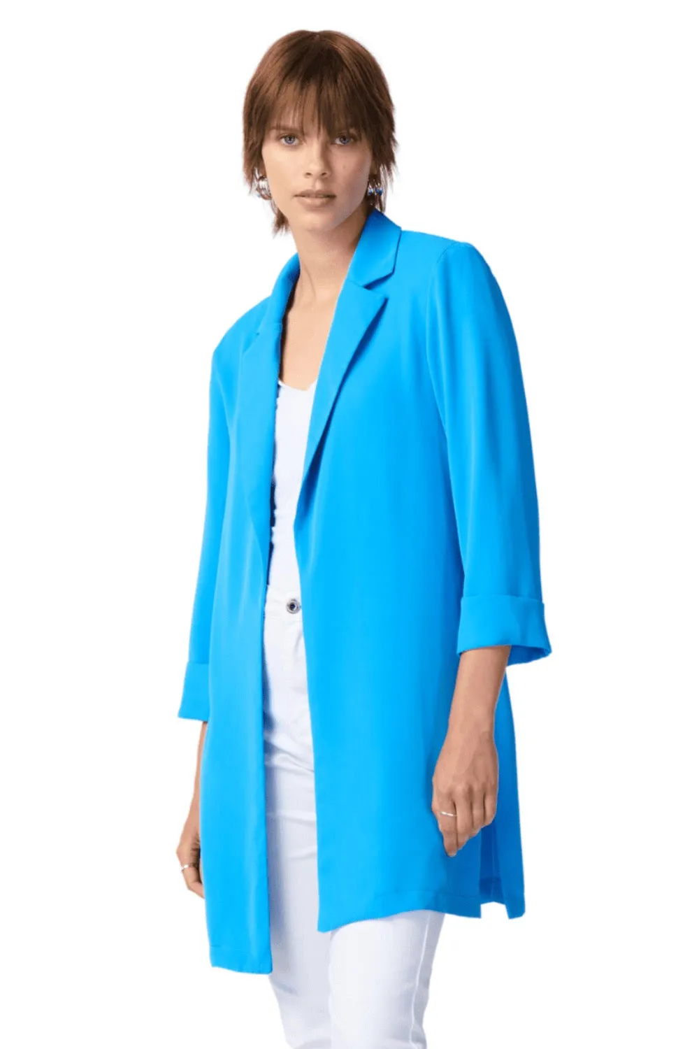 Joseph Ribkoff French Blue Open Front 3/4 Sleeve Oversized Blazer Jacket 211361S24