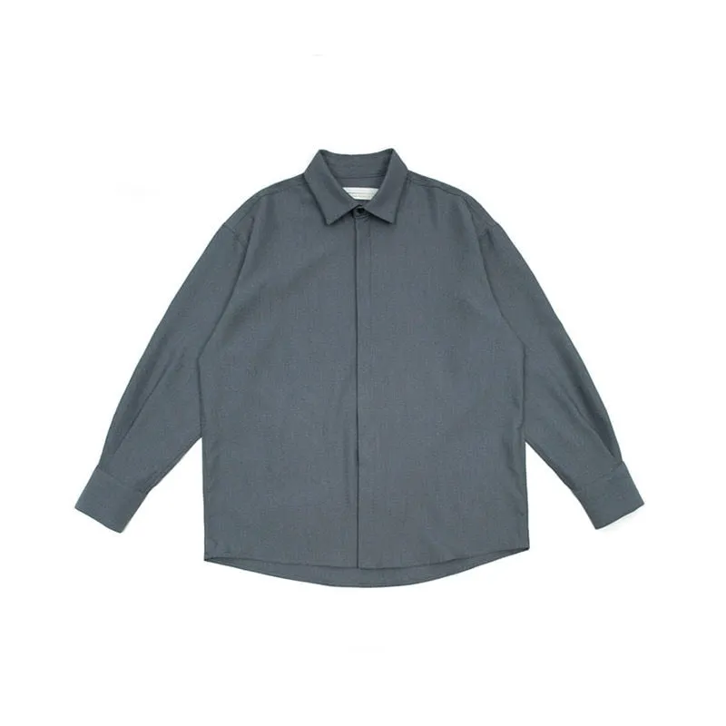 [Korean Style] Dark Gray Casual Shirts