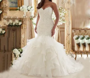 Lace Ruffled Plus Size Wedding Dresses  at Bling Brides Bouquet online