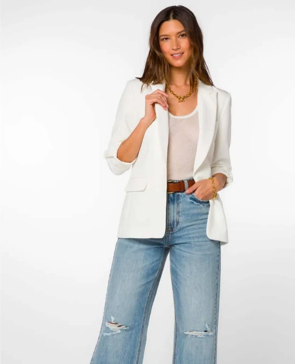 Lizzy White Tab Sleeve Blazer