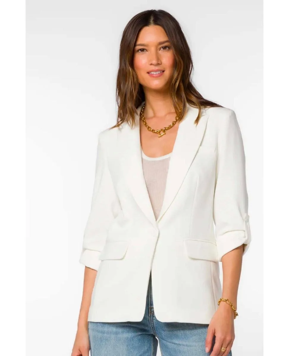 Lizzy White Tab Sleeve Blazer