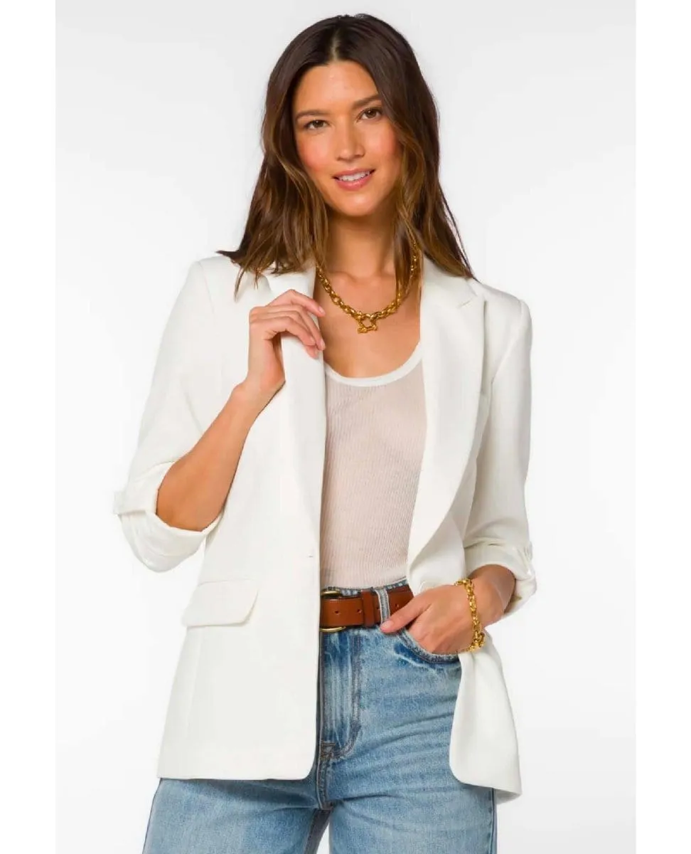 Lizzy White Tab Sleeve Blazer