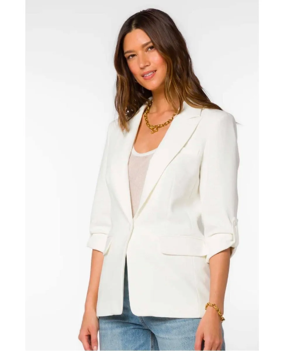 Lizzy White Tab Sleeve Blazer