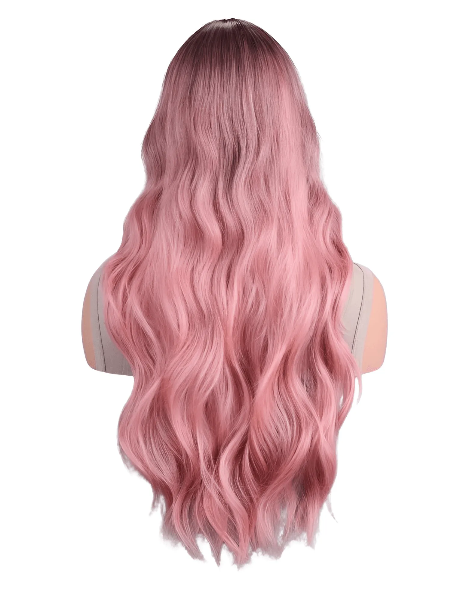 Long Body Wavy Pink Ombre Wig Heat-Resistant Synthetic Wigs Middle Part Natural Lolita Wigs For Women