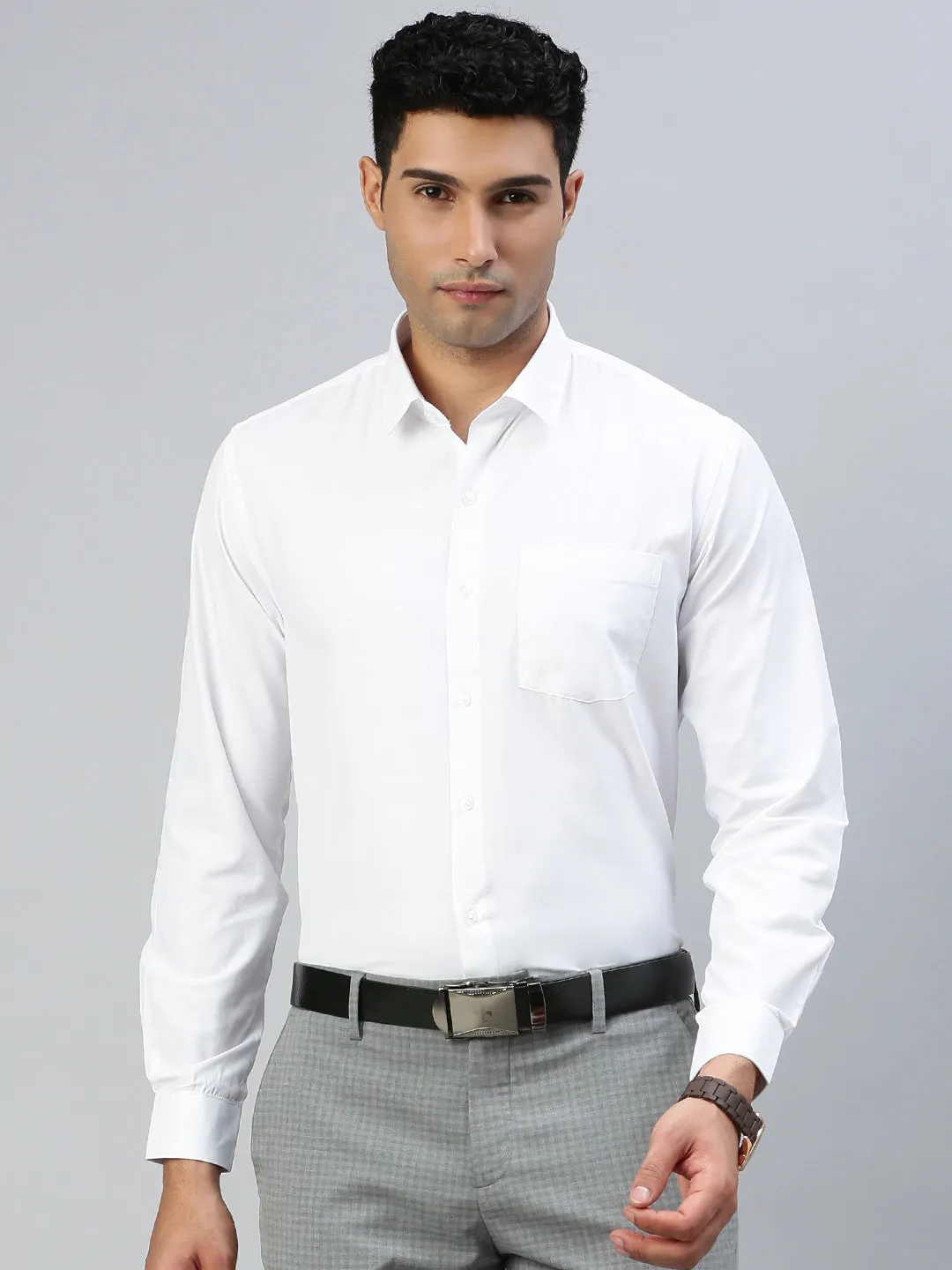 Men Cotton Rich White Full Sleeves Formal Shirt (2 Pcs Pack)