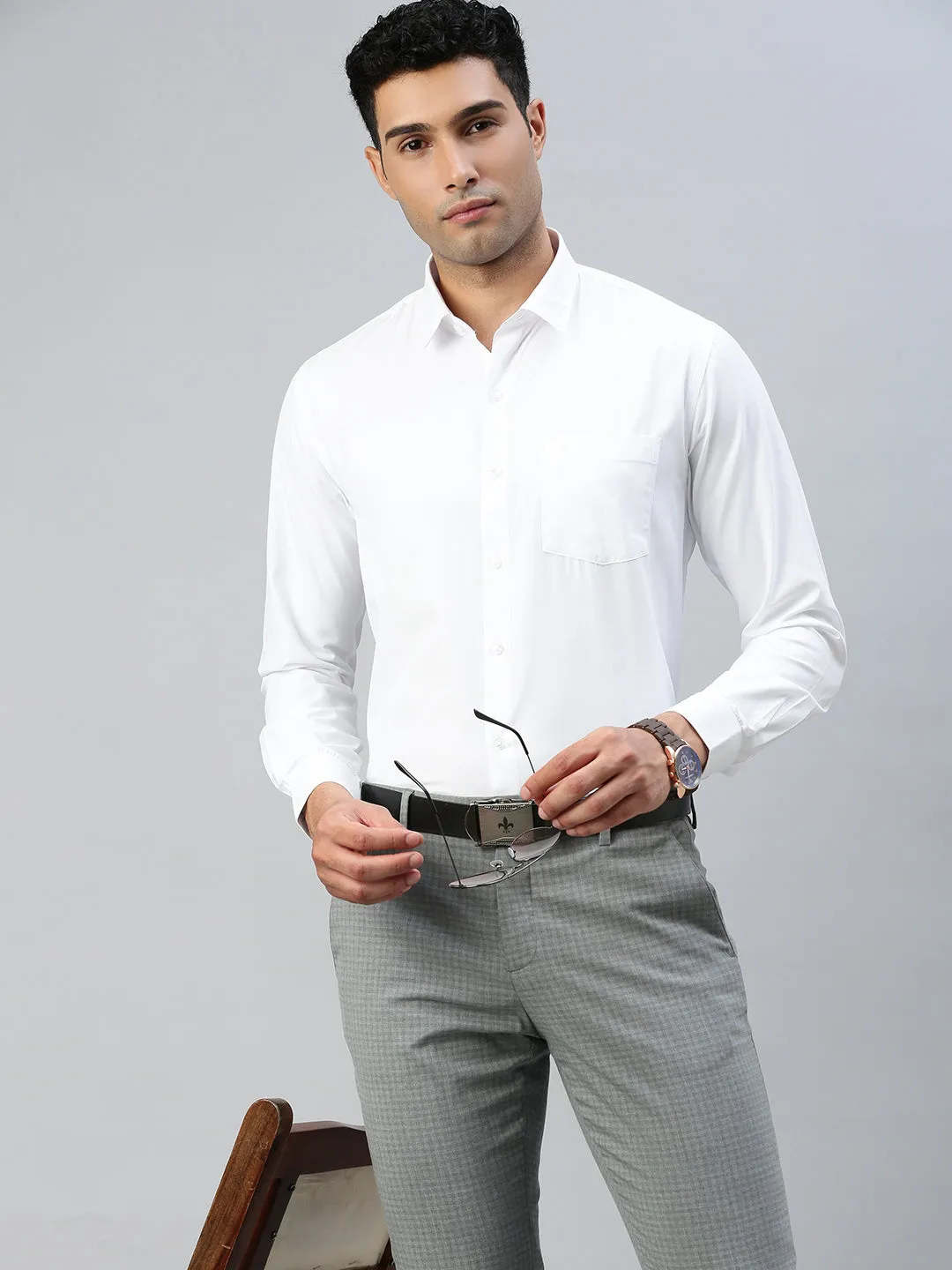 Men Cotton Rich White Full Sleeves Formal Shirt (2 Pcs Pack)