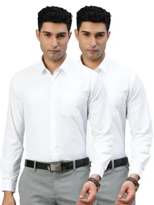 Men Cotton Rich White Full Sleeves Formal Shirt (2 Pcs Pack)