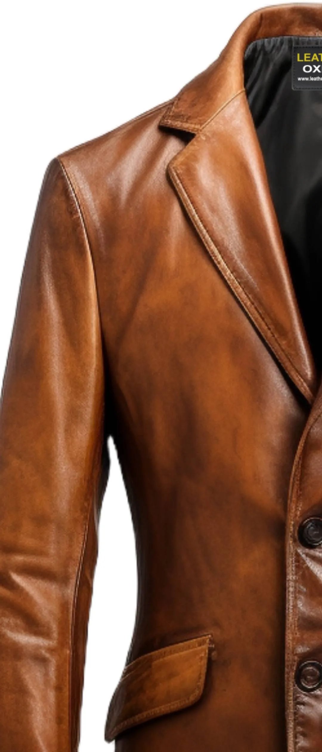 Men Stylish Distressed Brown Leather Blazer - Men Leather Blazer