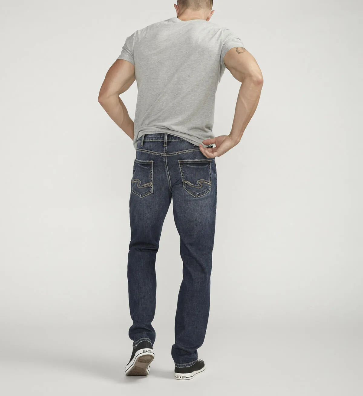 Men's Silver Eddie Athletic Fit Tapered Leg Jeans