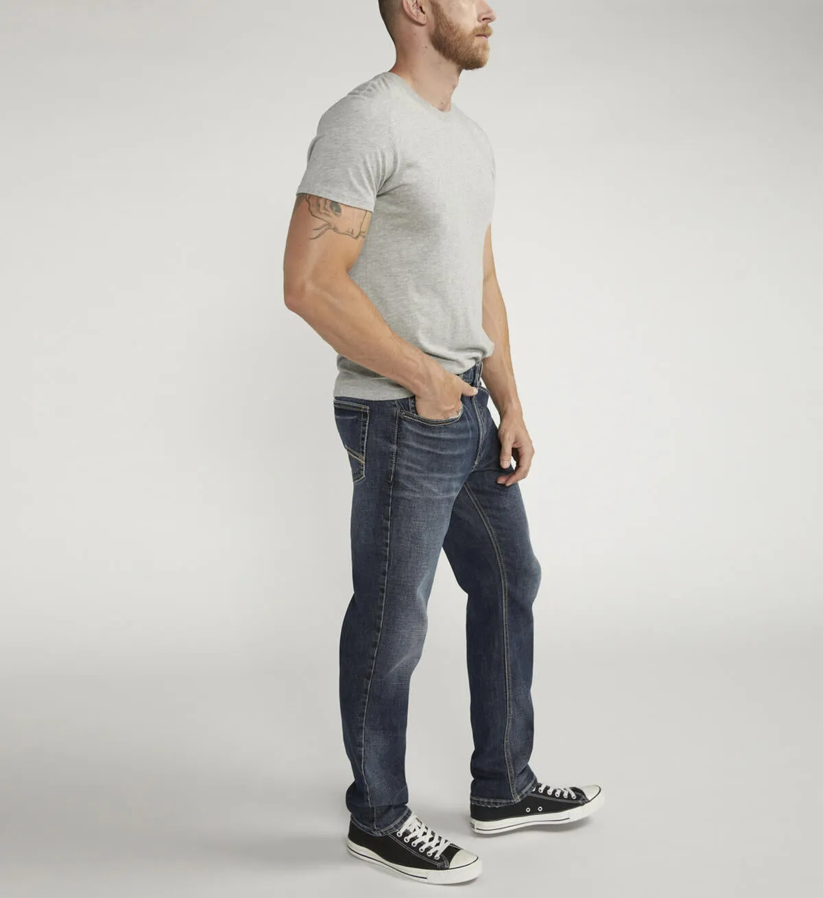 Men's Silver Eddie Athletic Fit Tapered Leg Jeans