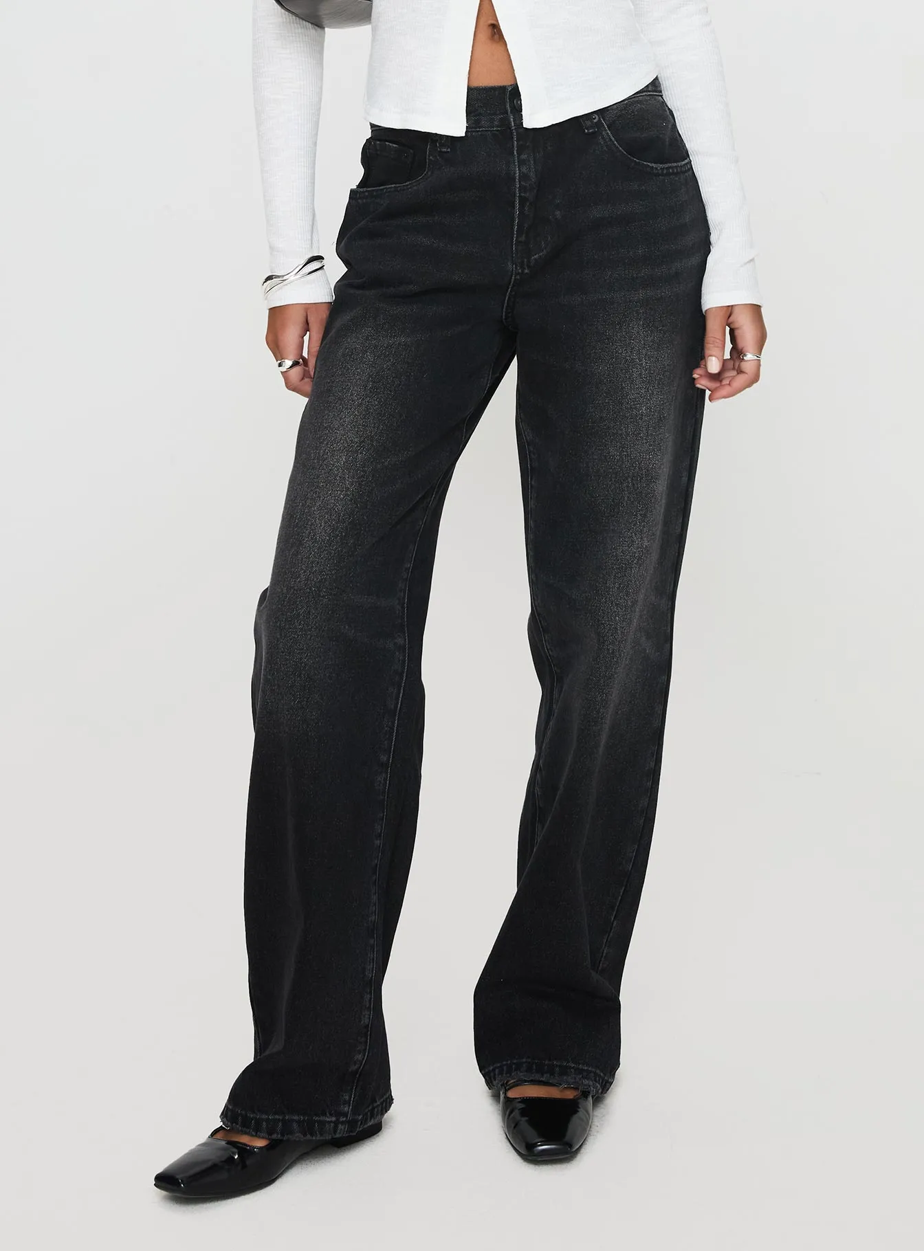 Mezze Straight Leg Jeans Washed Black