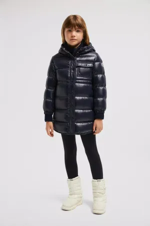 Moncler Enfant Girls Down Padded Dacca Long Parka in Navy