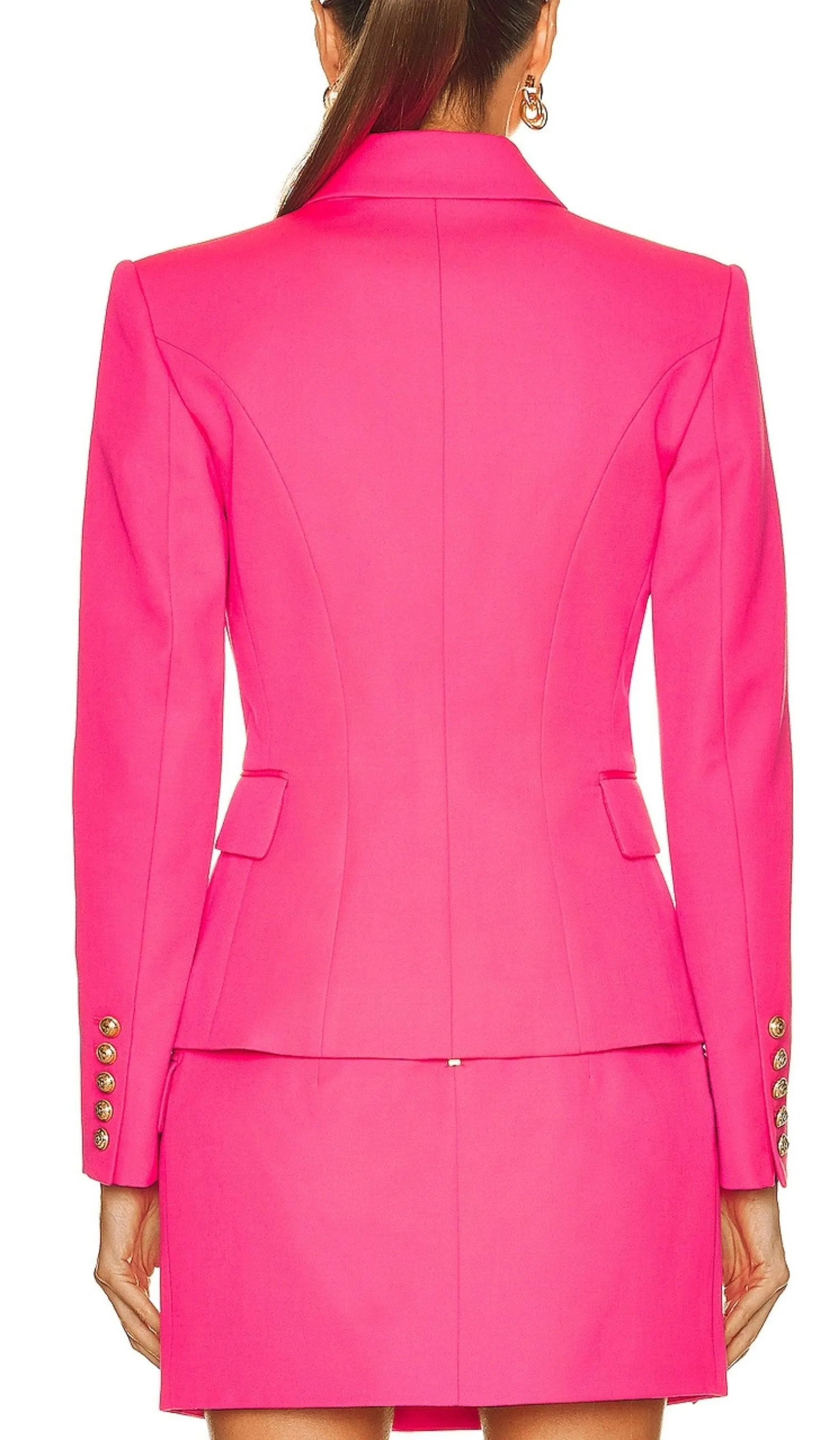 Pink Peak Lapels Wool Blazer