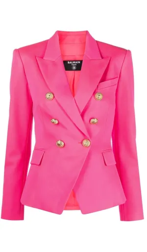 Pink Peak Lapels Wool Blazer