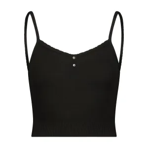 Polkadot Black LIZ CROP HENLEY CAMISOLE w Black Velvet