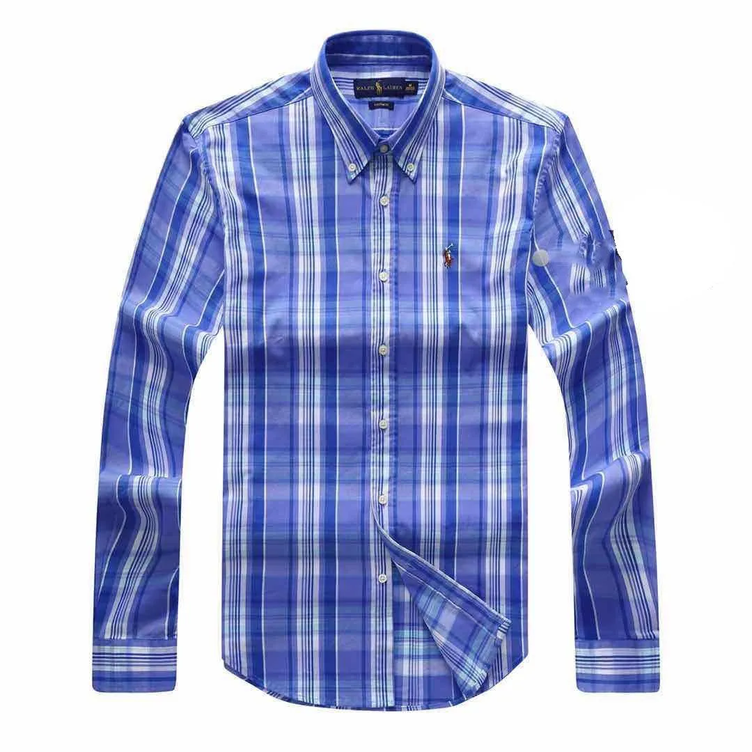 PRL Blue-White Striped Button-Down Long Sleeve Shirt