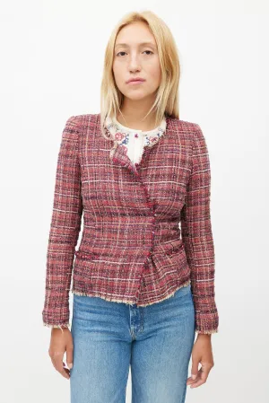 Red & Multicolour Tweed Blazer