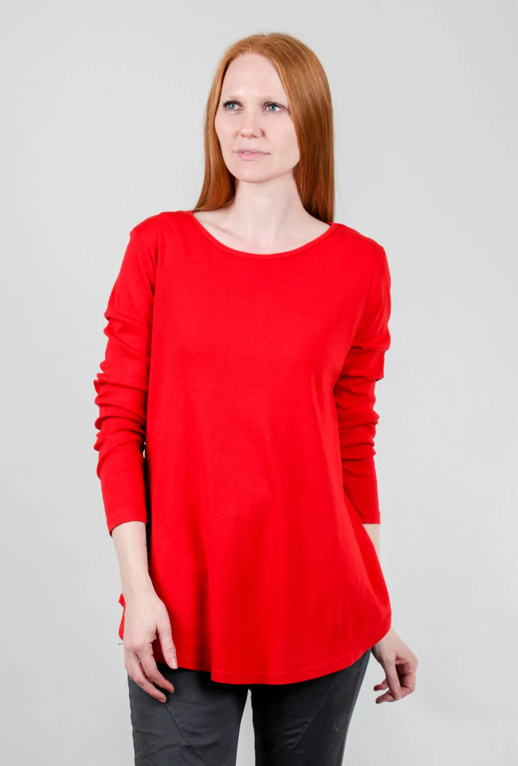 Relaxed L/S Round Neck Tee, Scarlet