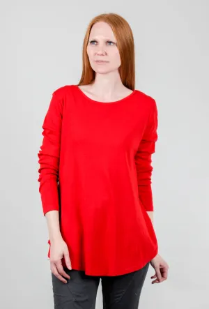 Relaxed L/S Round Neck Tee, Scarlet