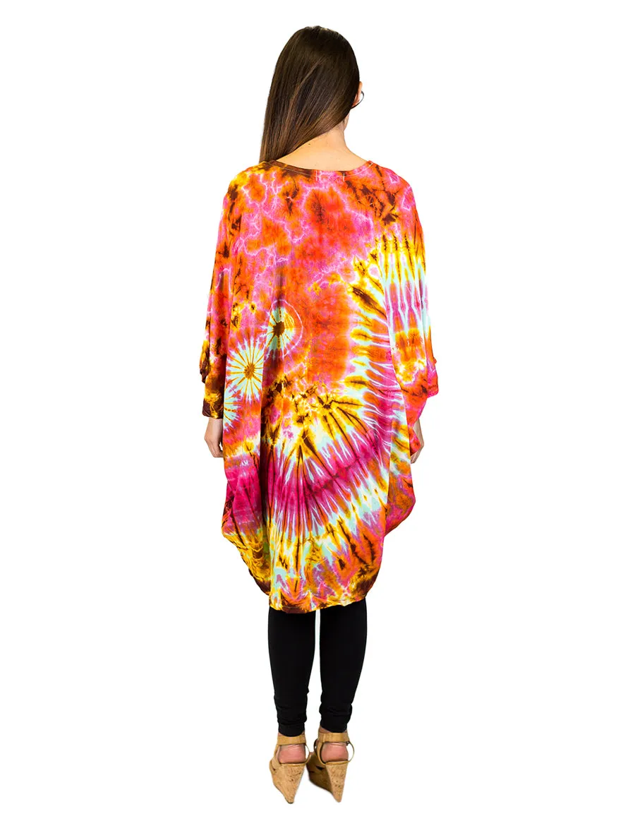 Relaxed Tie Dye Rayon Poncho